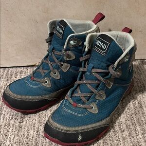 Ahnu Blue and Gray Hiking Boots